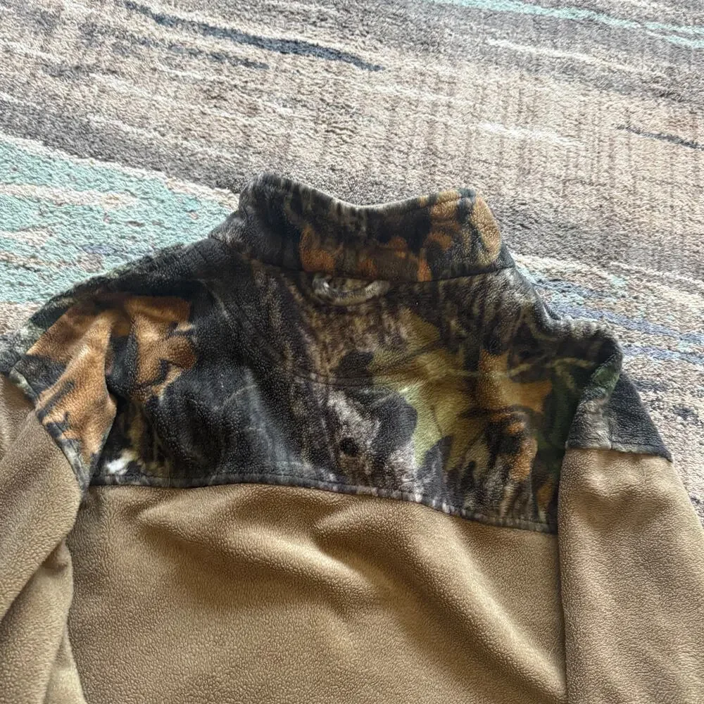 Men's Lewis & Clark Outdoors Brown Camouflage Camo Fleece Zip Up Jacket Sz XL
